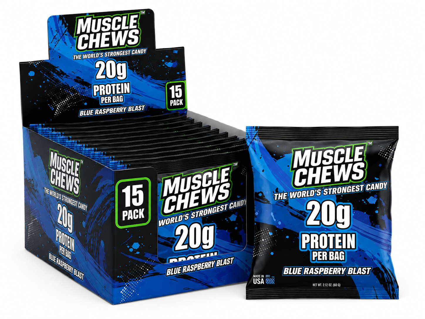 Blue Raspberry Blast MuscleChews™ 15 Pack